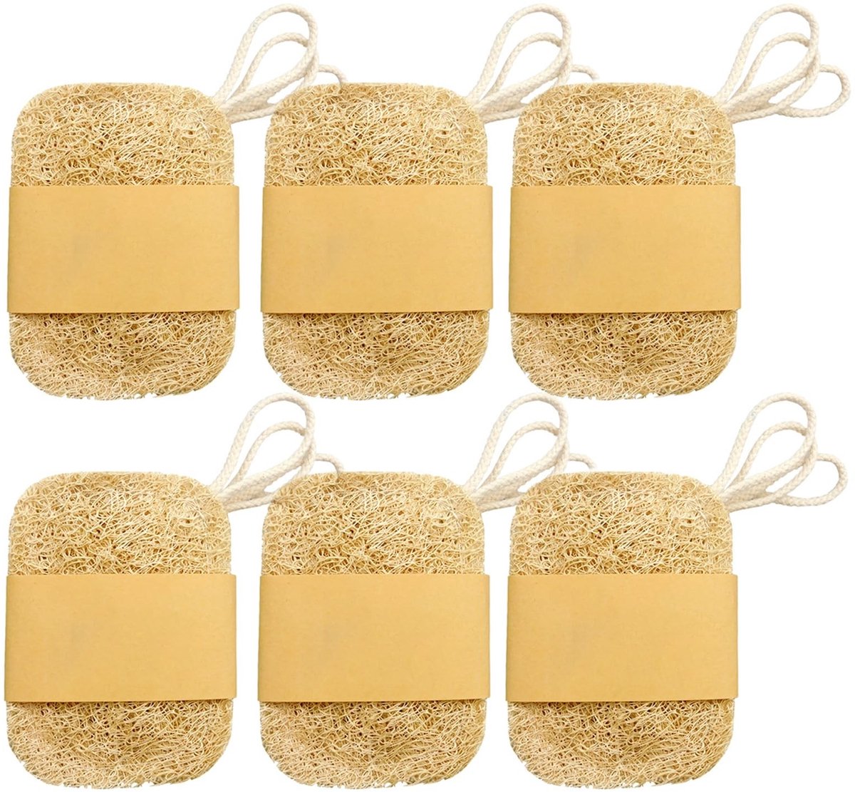 SolidKeus - Set van 6 Natuurlijke Loofa-Sponzen voor Bad en Keuken