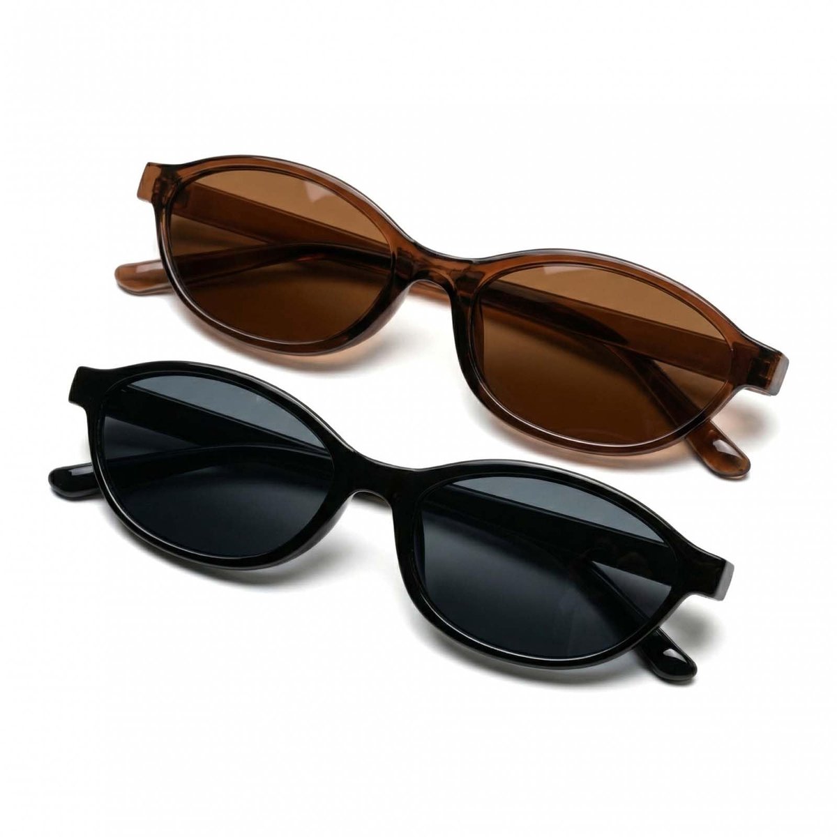 SolidKeus - Set van 2 Retro Zonnebrillen met Ovalen Frame
