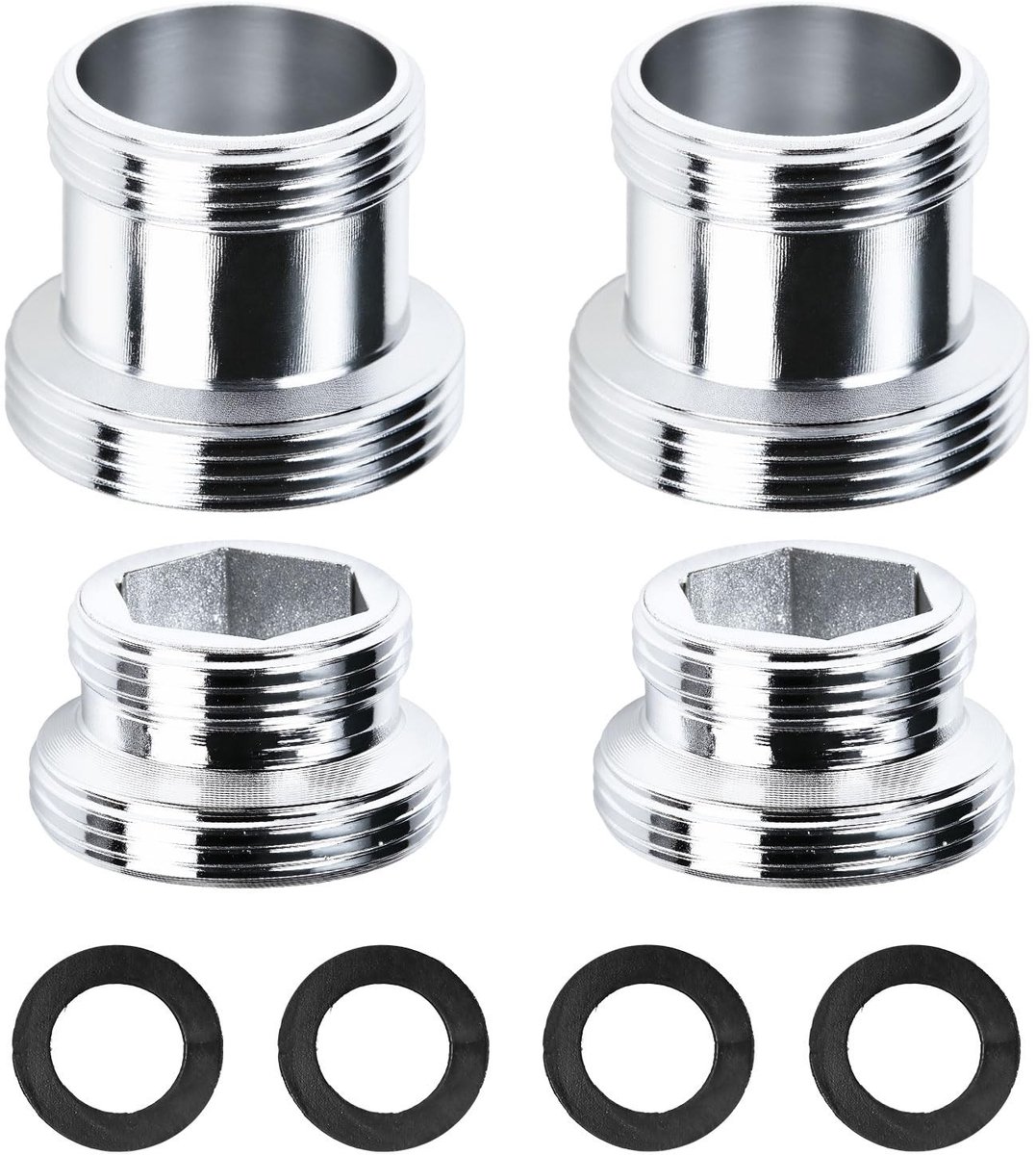 SolidKeus - Set van 4 Messing Kraanadapters met Afdichtingen