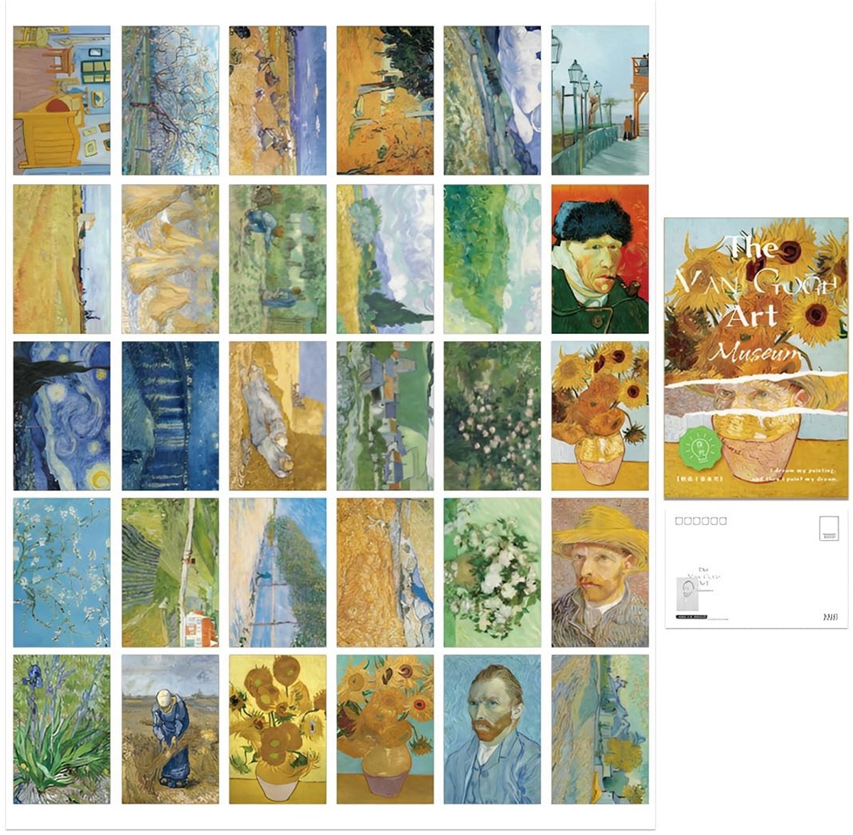 SolidKeus - Set van 30 Postkaarten met Van Gogh Olie Schilderijen