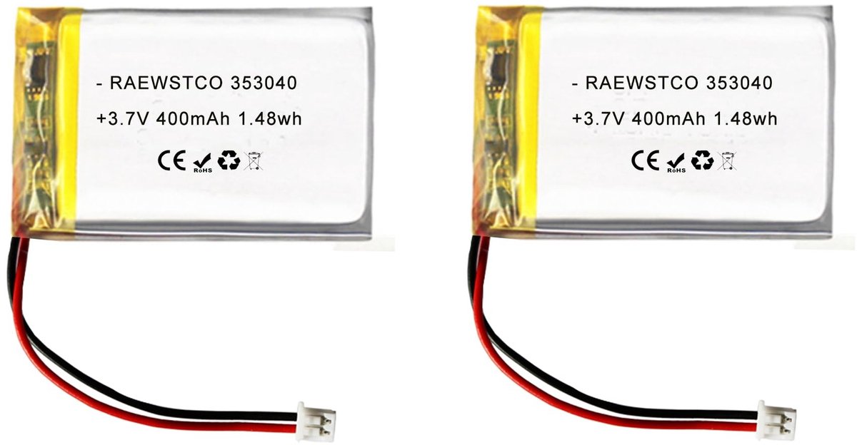 SolidKeus - 2 Stuks Lithiumbatterij 3,7 V 400 mAh voor Navigatiesystemen en Digitale Elektronica