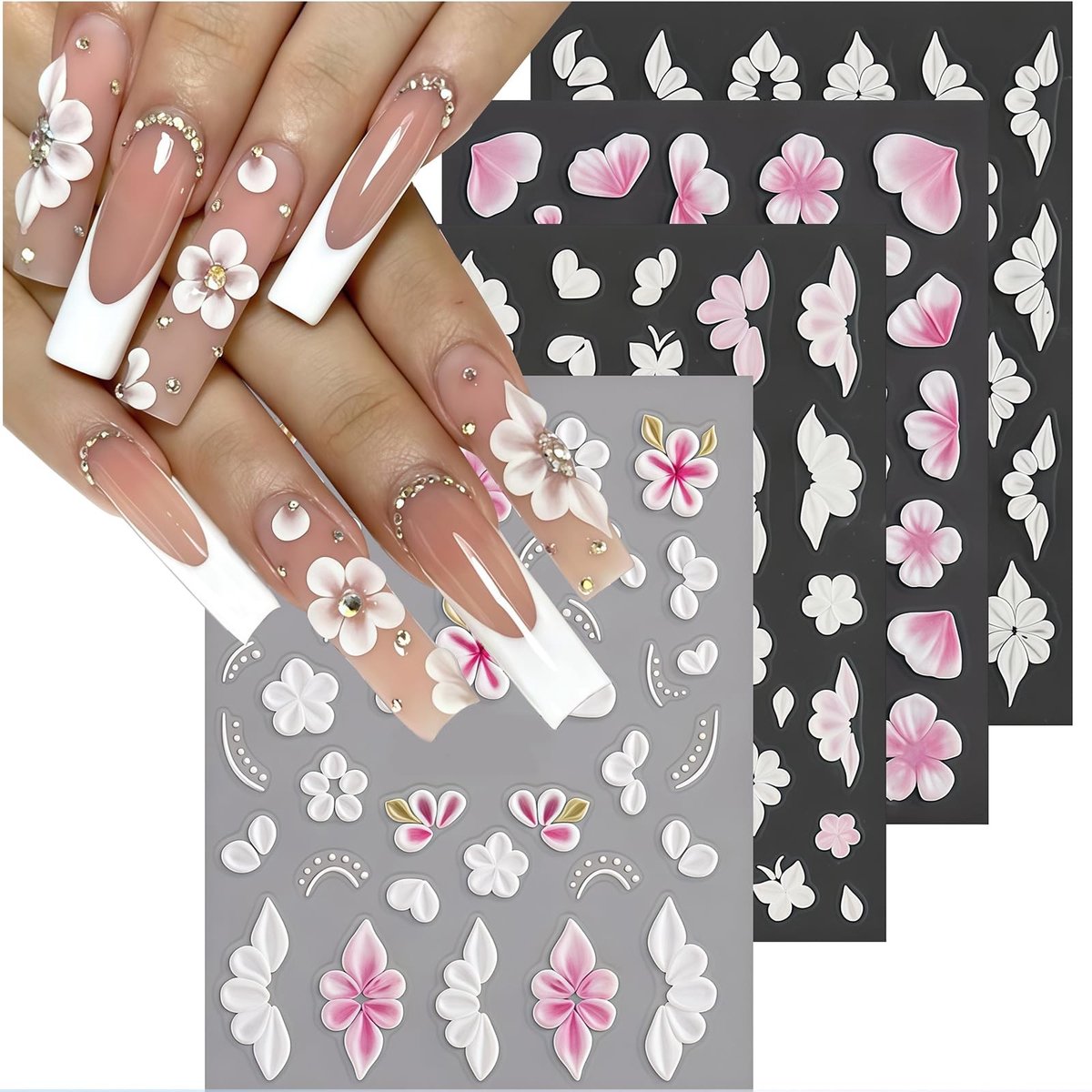 SolidKeus - 5D Verhoogde Bloem Nail Art Stickers