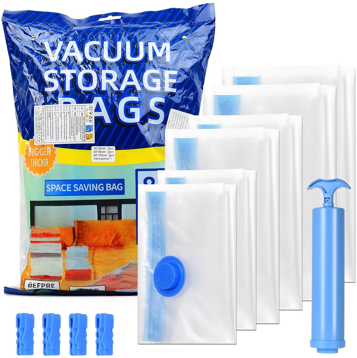SolidKeus - Set van 6 Vacuümzakken voor Kleding met Pomp
