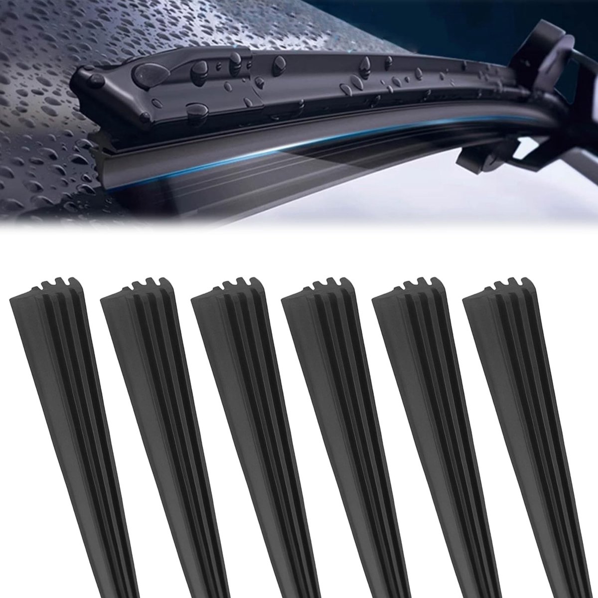 SolidKeus - Set van 6 Rubber Vervangingswissers voor Voorruit