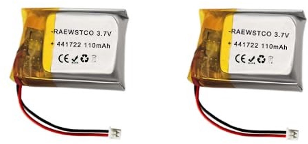 SolidKeus - 110 mAh 3.7V Lithium Batterij voor Voertuigherkenning en Miniatuur Vliegtuigen
