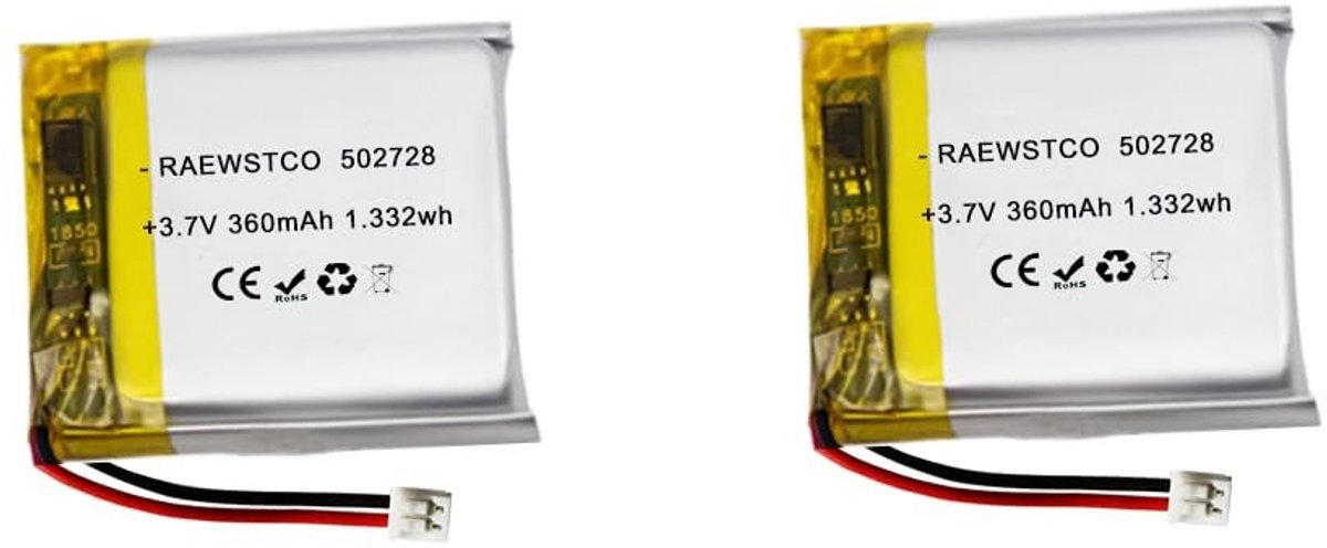 SolidKeus - Set van 2 Polymeer Batterijen 3,7V 360mAh voor Diverse Apparaten