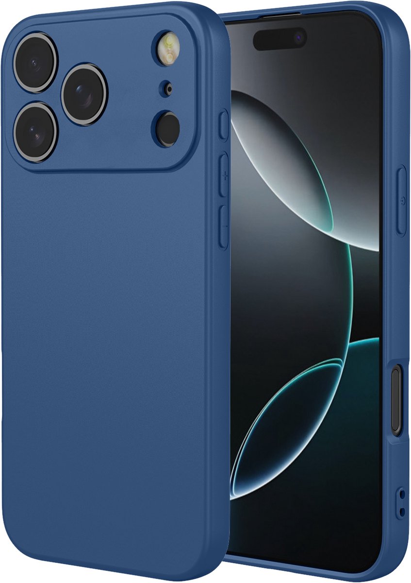 MobyDefend Hoesje - Geschikt voor iPhone 18 Pro - Matte Siliconen Backcover - Blauw