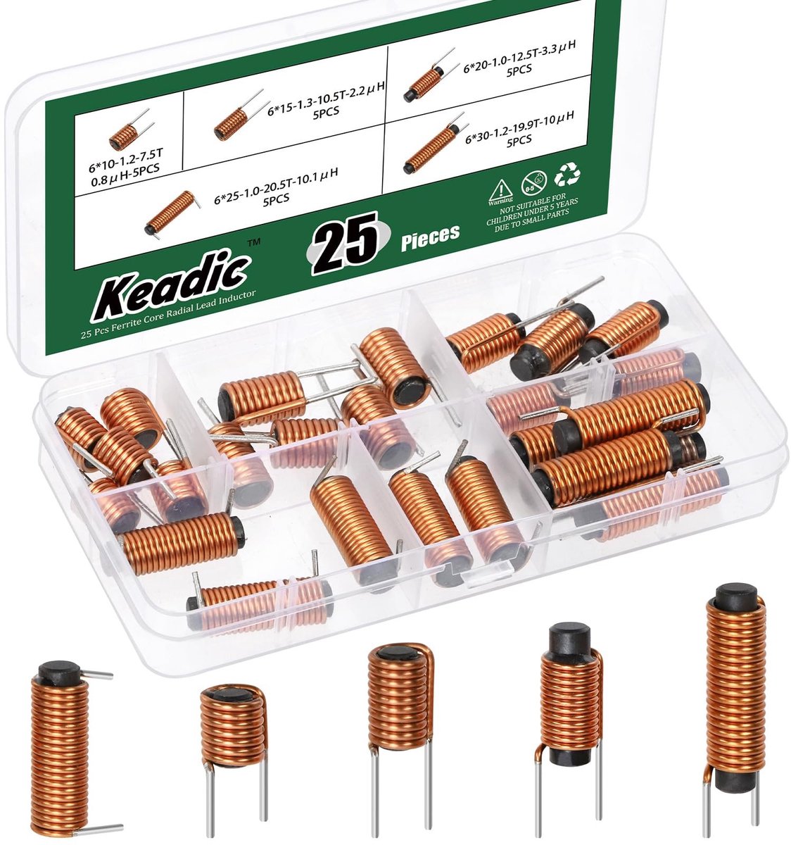 SolidKeus - 25 Stuks Ferrietkern Inductoren Set voor Elektronica