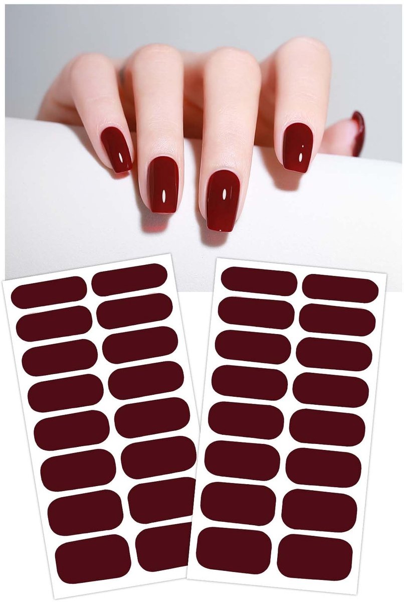 SolidKeus - Set van 36 Bordeauxrode Nagelfolies voor Eenvoudig Nageldesign