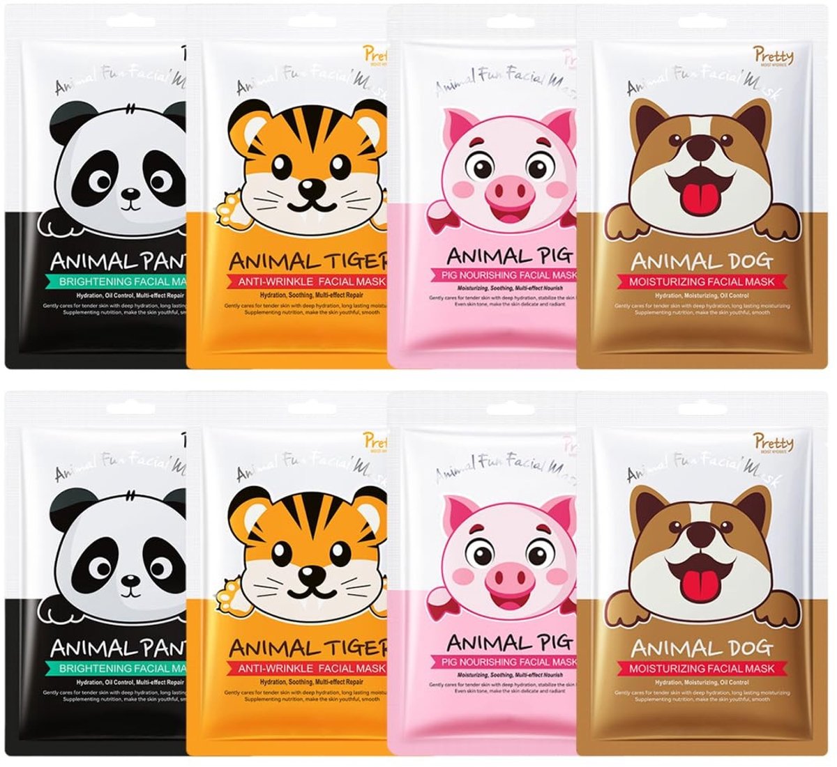 SolidKeus - Set van 8 Dierenmotief Gezichtsmaskers voor Kinderen