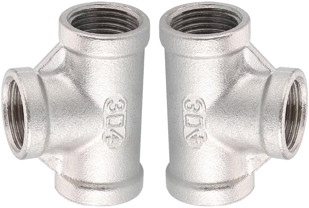 SolidKeus - 2 Stuks T-stuk Koppelingen van RVS