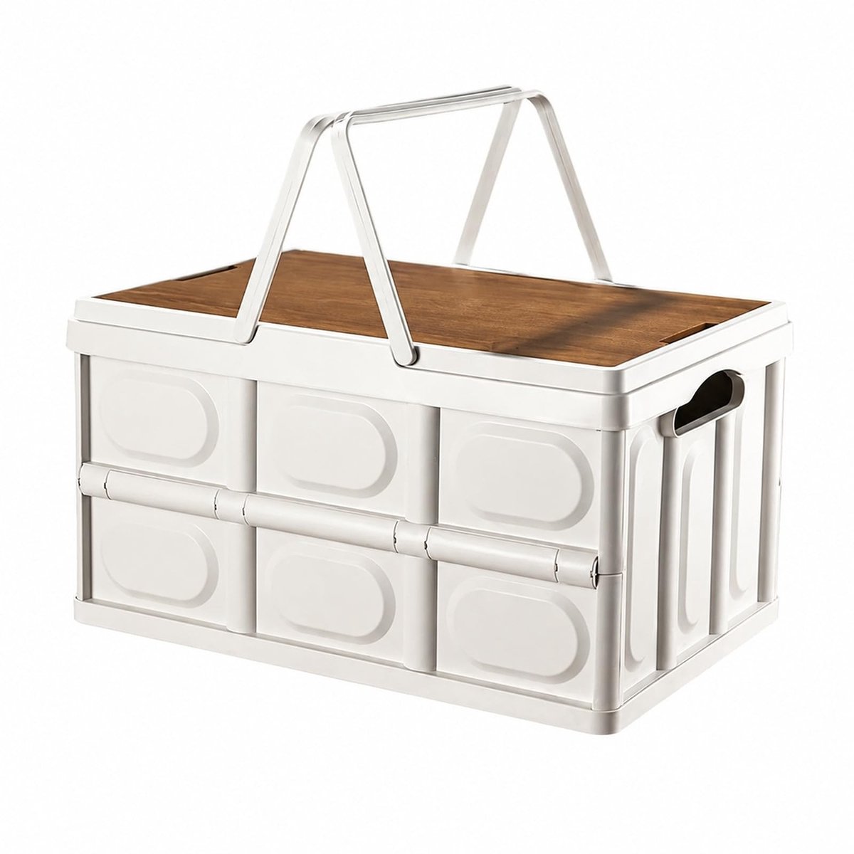 SolidKeus - Opbergdoos 30 Liter Opvouwbaar met Houten Deksel