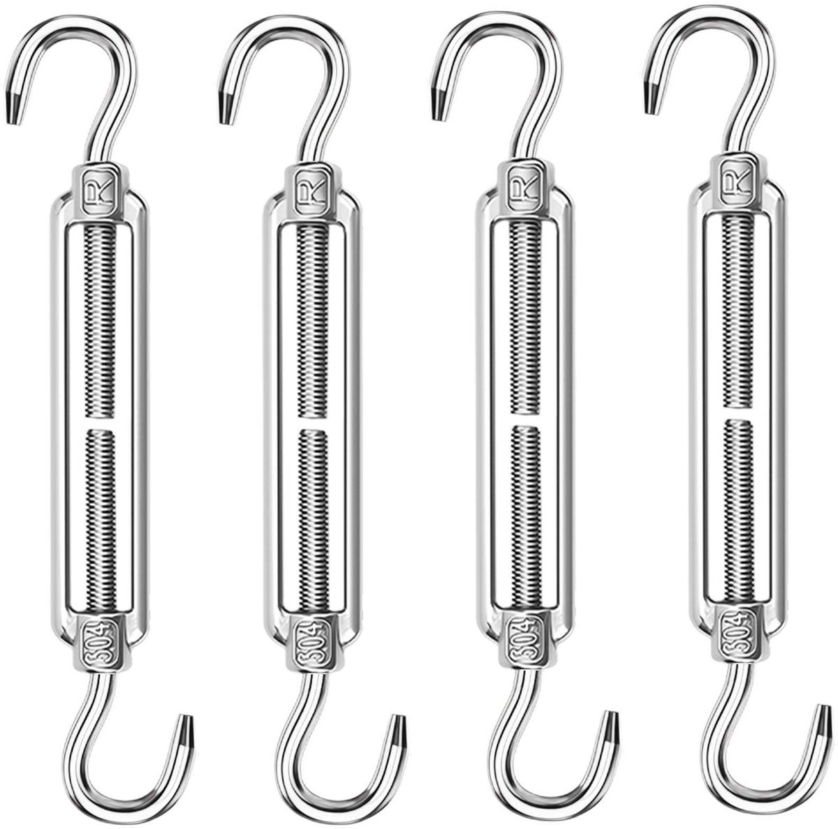 SolidKeus - 4-Piece Roestvrijstalen Draadtouwspanner met Haken voor Tuin en Zonnezeil