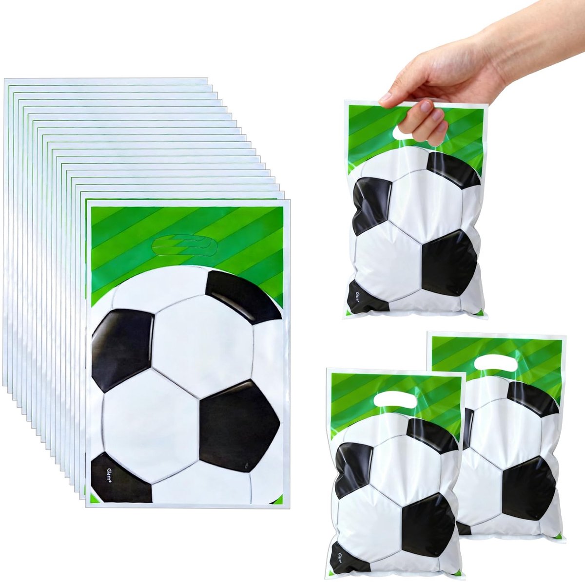 SolidKeus - Set van 30 Groene Voetbal Geschenkzakken voor Feestjes