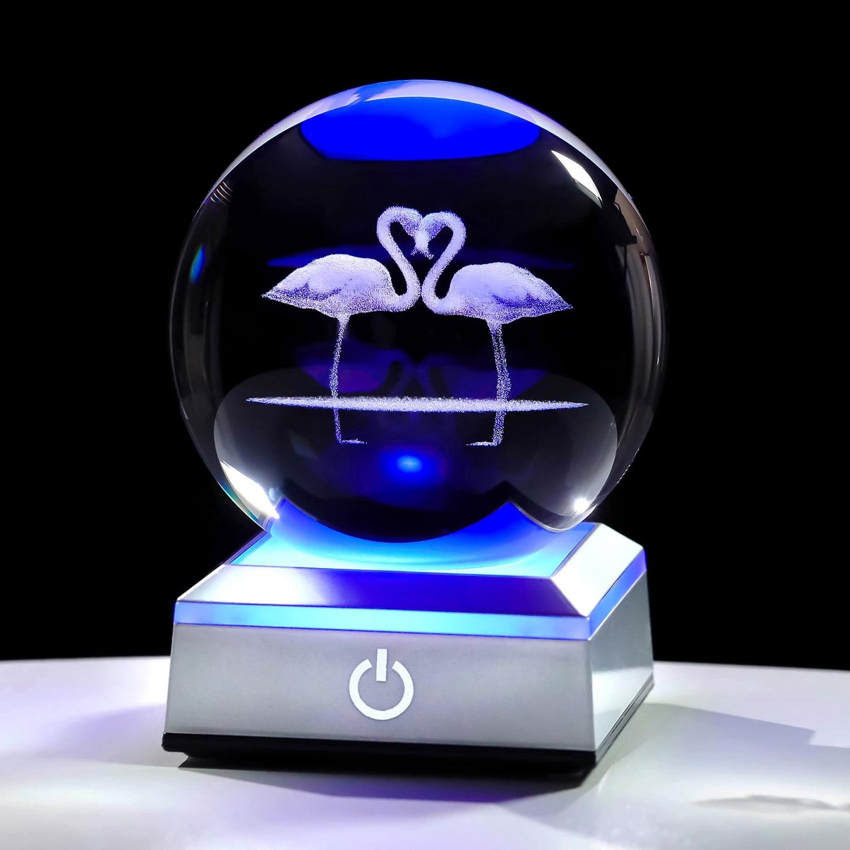 SolidKeus - 3D Crystal Flamingo Figurine met LED Basis