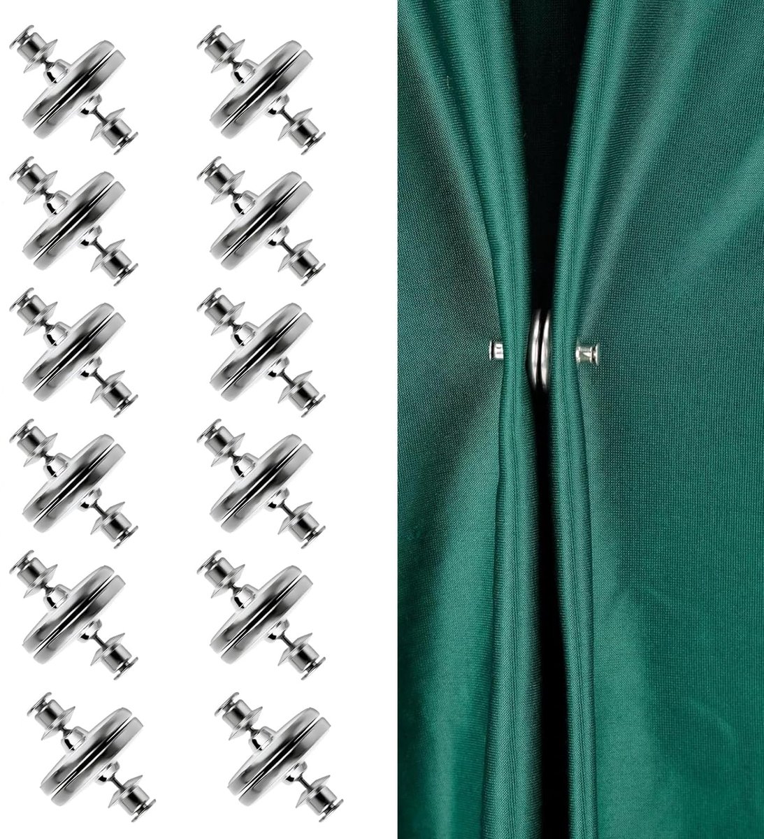 24-delige Gordijn Magneten - Zilveren Magnetische Gordijnhouders van RVS - Duurzame Magnetische Knopen voor Gordijnen - Gordijnaccessoires voor Slaapkamer, Woonkamer, Eetkamer, Badkamer, Keuken & Kantoor