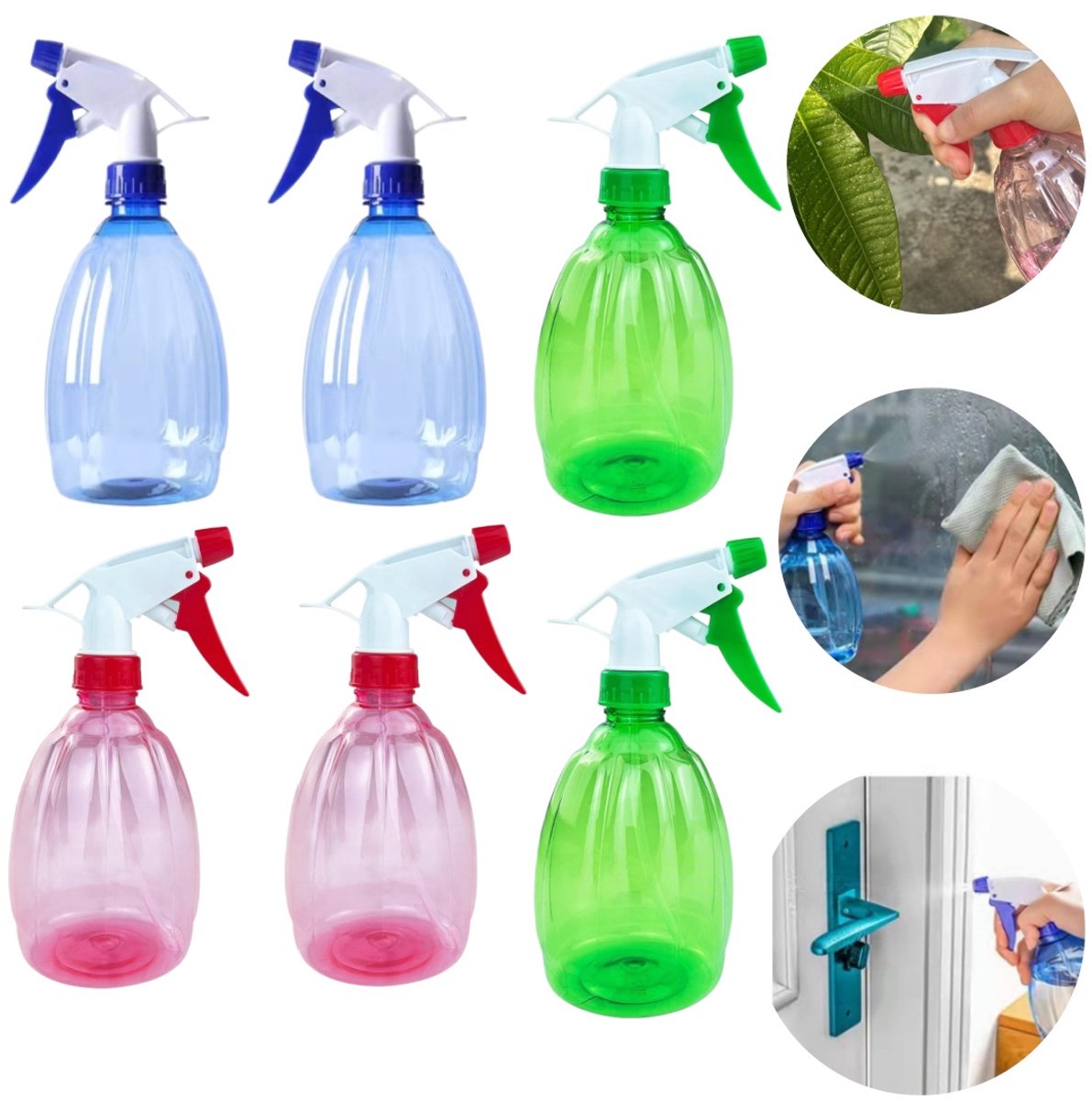 6 stuks sproeiers - plantensproeiflessen - reinigingssproeiers - handpomp sproeiflessen - lege sproeiflessen - verstelbare sproeikoppen - geschikt voor thuis, schoonmaken, tuinieren, kappers (500 ml - diverse kleuren)