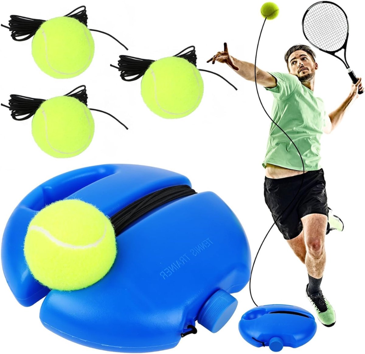 ZRNS® Tennispaal - Tennistrainer - Swingball - Tennis Oefening - Padel Trainer - 2 Ballen