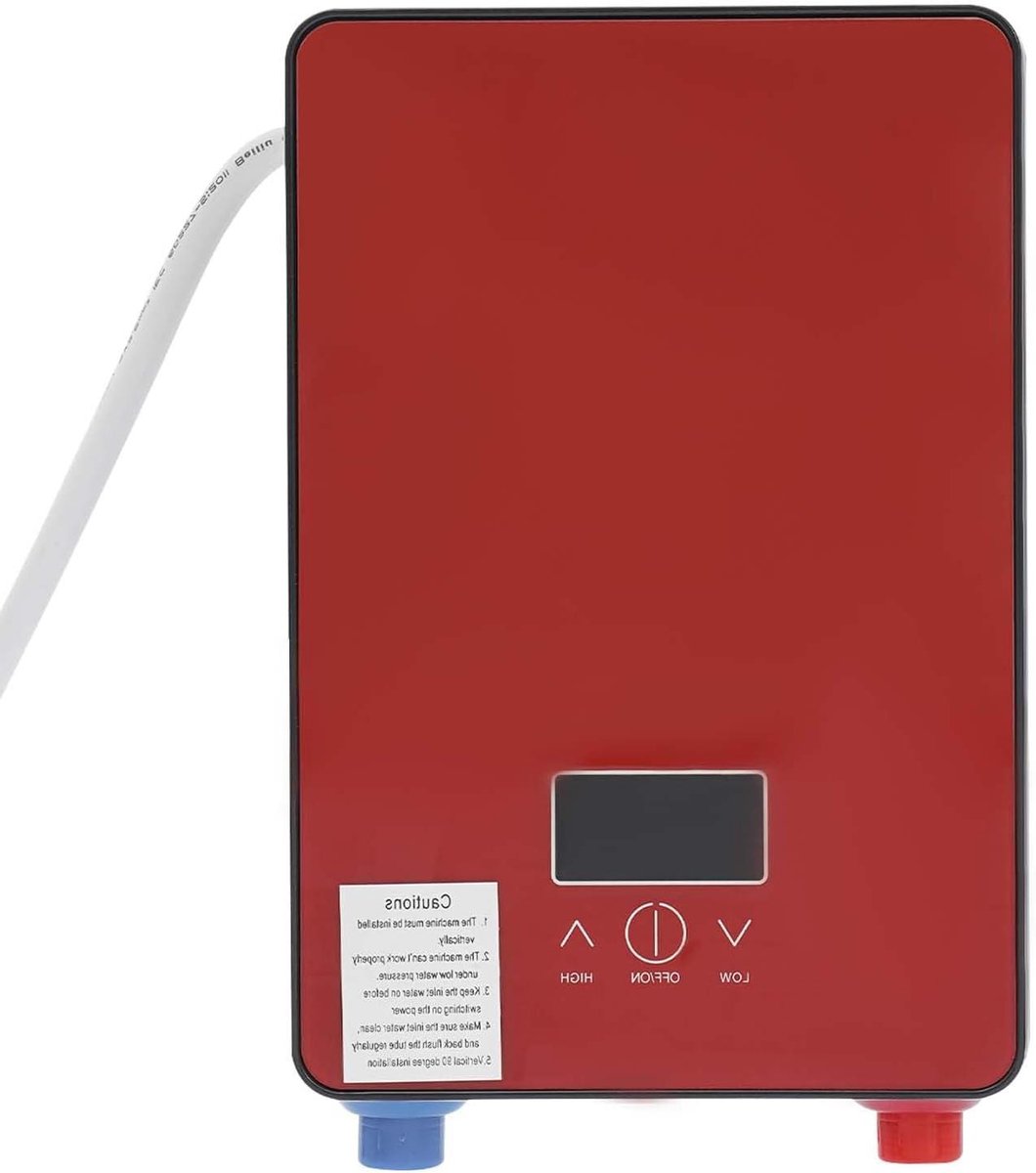 Elektrische Doorstroomboiler - Doorstromer Waterverwarmer - Direct Warm Water - Tankloos Verwarmen - 6500 Watt - Rood