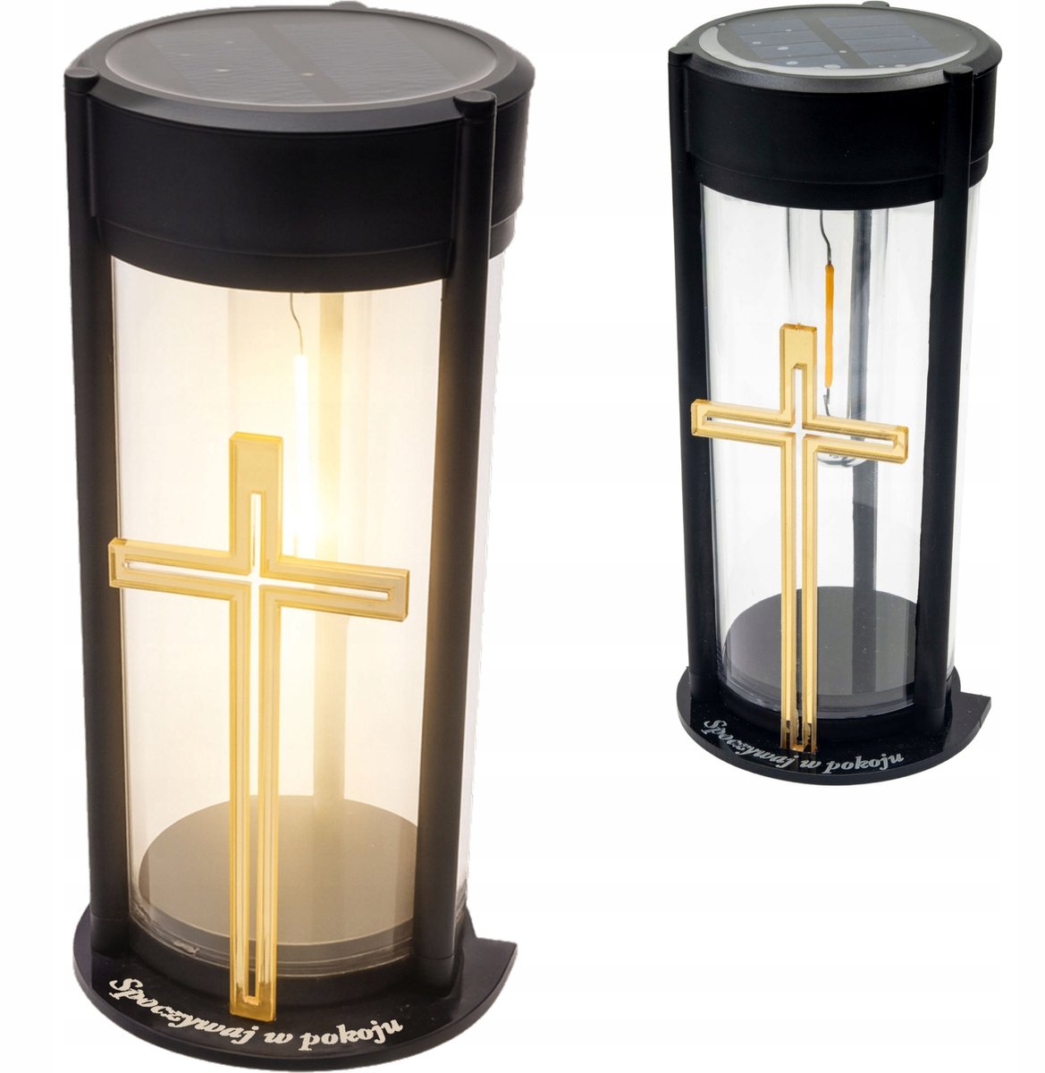 Zonne-LED Graf Lantaarn met Gouden Kruis - Duurzaam & Onderhoudsvrij