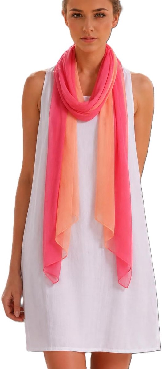 Damessjaal van 100% zijde, lichte en transparante zomersjaal Tie Dye, stola van donkere zijde