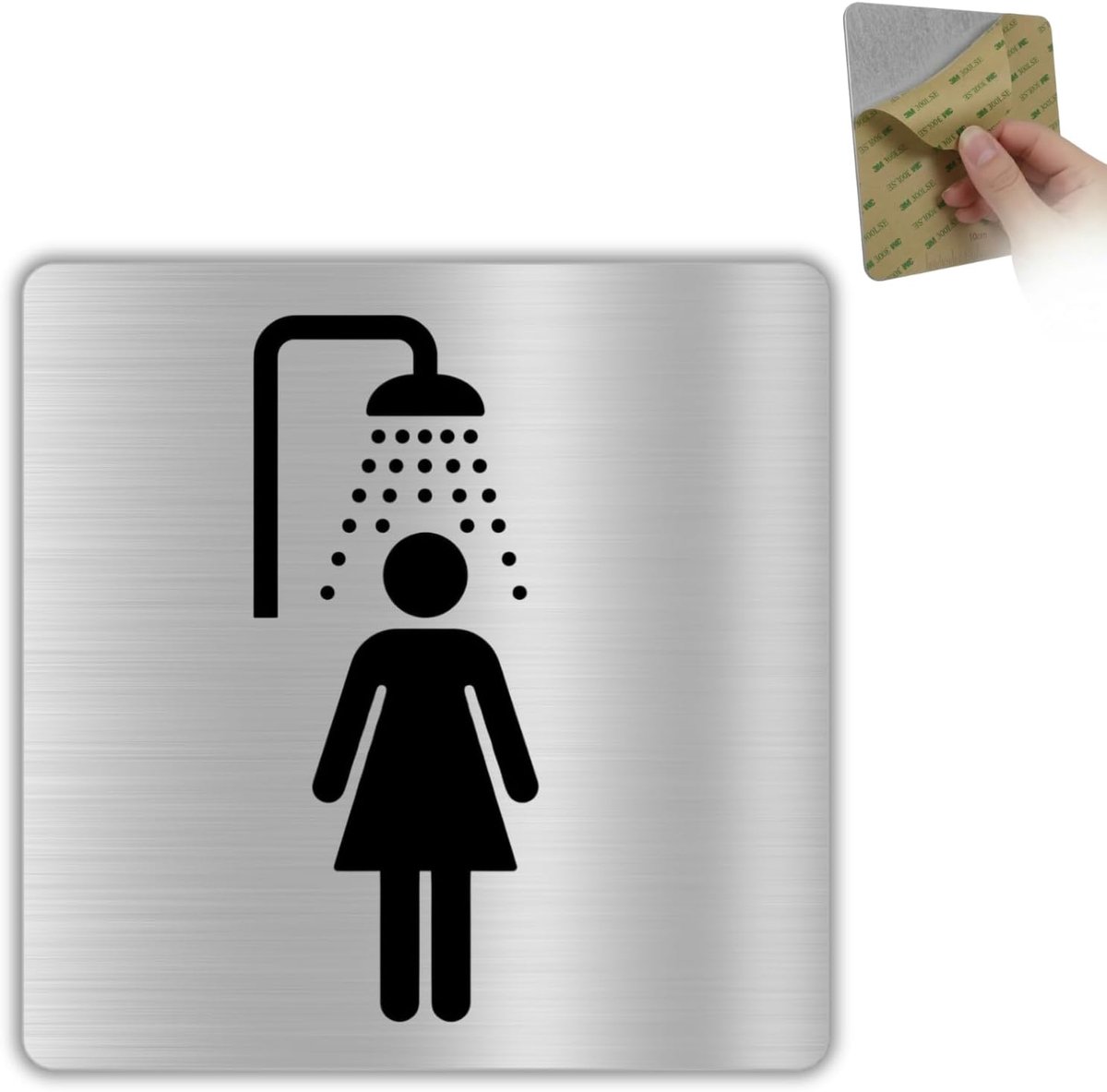 Bord - 10x10 cm - Aluminium - Douche Ruimte Vrouwen | Deurpaneel Damesdouche, Wandsticker Zelfklevend Dames Wasruimte, Plaatje Weerbestendig, Herkenningsbord Langdurig Buiten