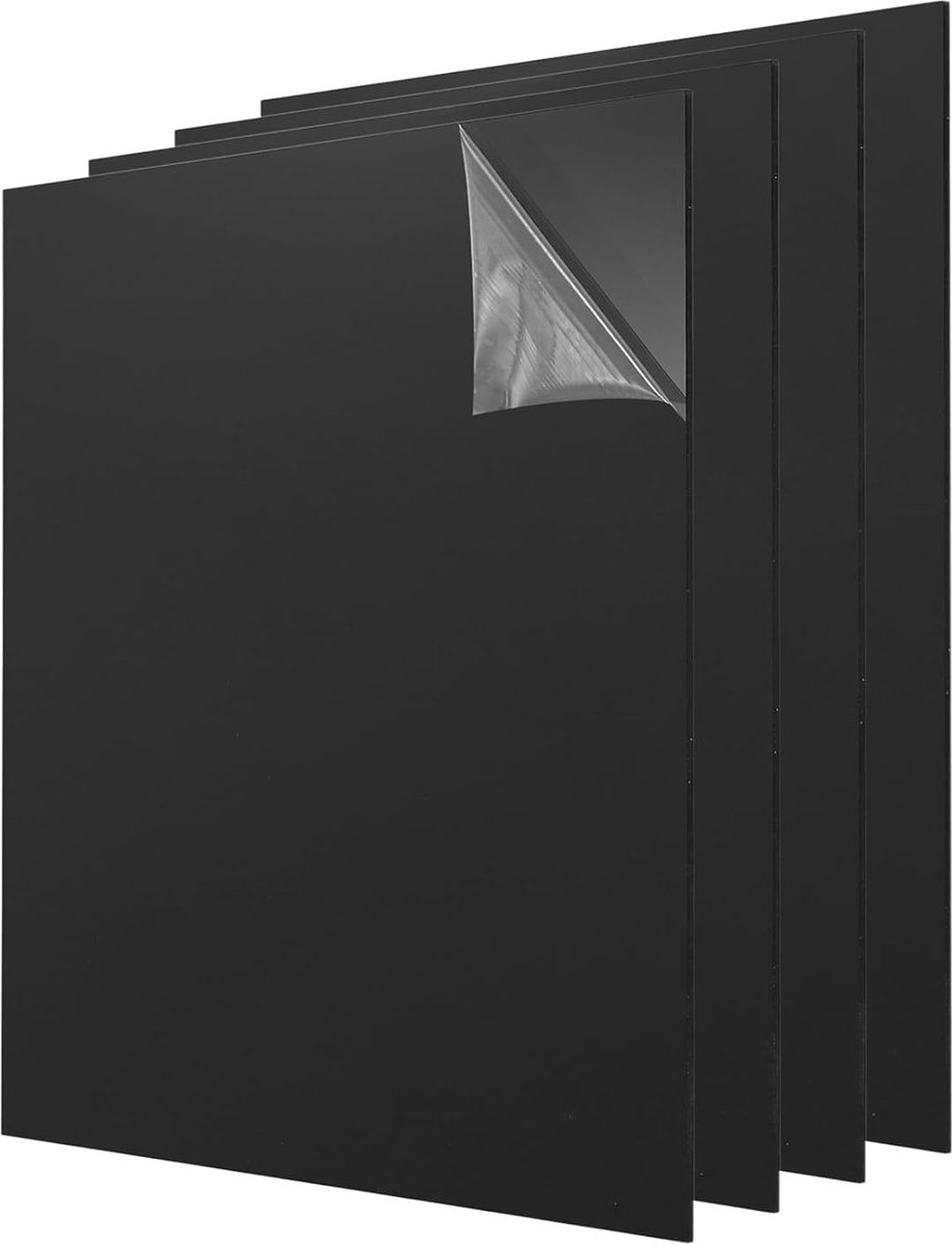 Acrylplaten, 4 stuks, 30 x 30 cm, acrylplaat, 3 mm, kunststof plaat voor fotolijst, bordhouder, doe-het-zelfprojecten, display, handwerk, zwart