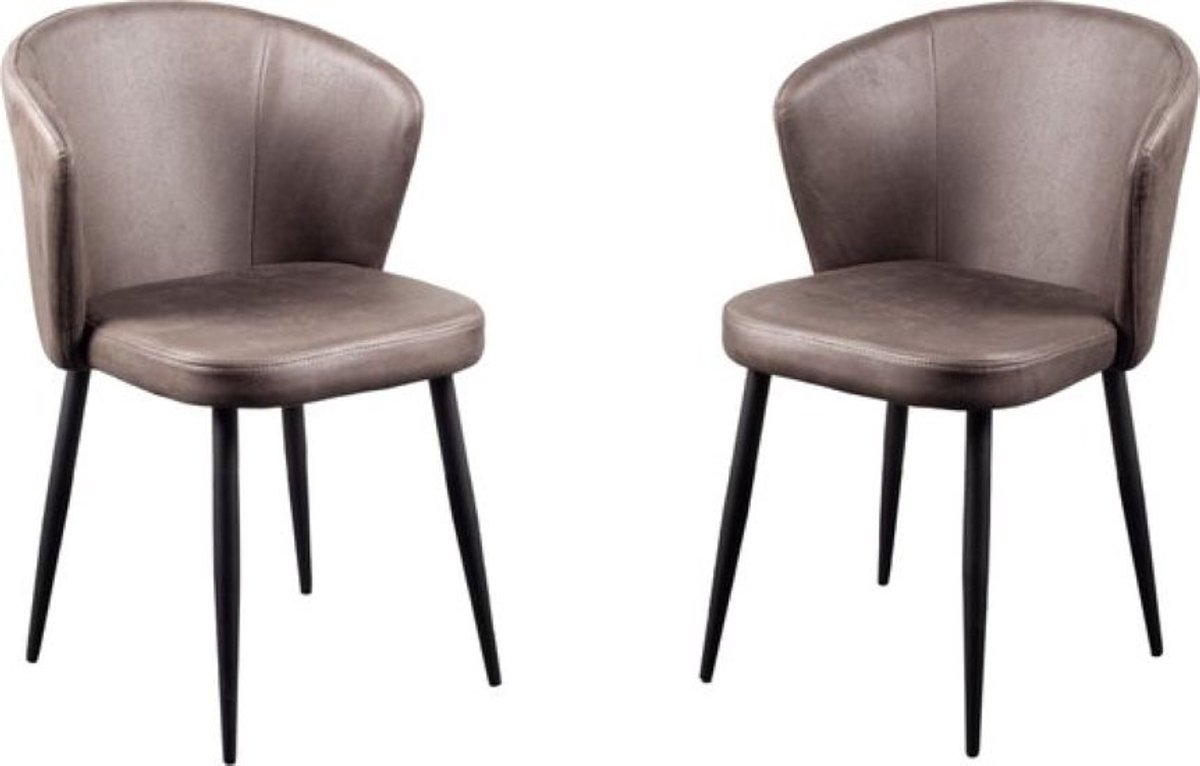 Lina® Wave Eetkamerstoelen Antraciet - Set van 2 - Microfiber
