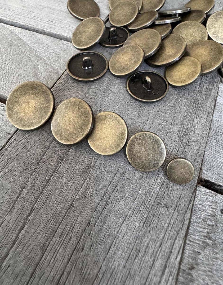 Platte metalen knopen, mat messing, 10 mm, 15 mm, 18 mm, 20 mm of 23 mm (10 stuks) (20 mm)