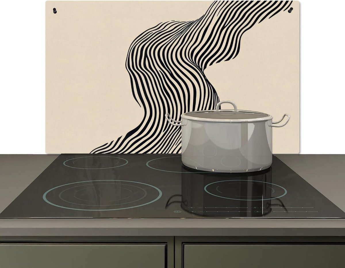 Spatscherm Keuken 51.5x83 cm Kookplaat Achterwand Beschermer Muur Spatwand Fornuis Aluminium Hittebestendig - Golvend - Lijnen - Abstract - Silhouet