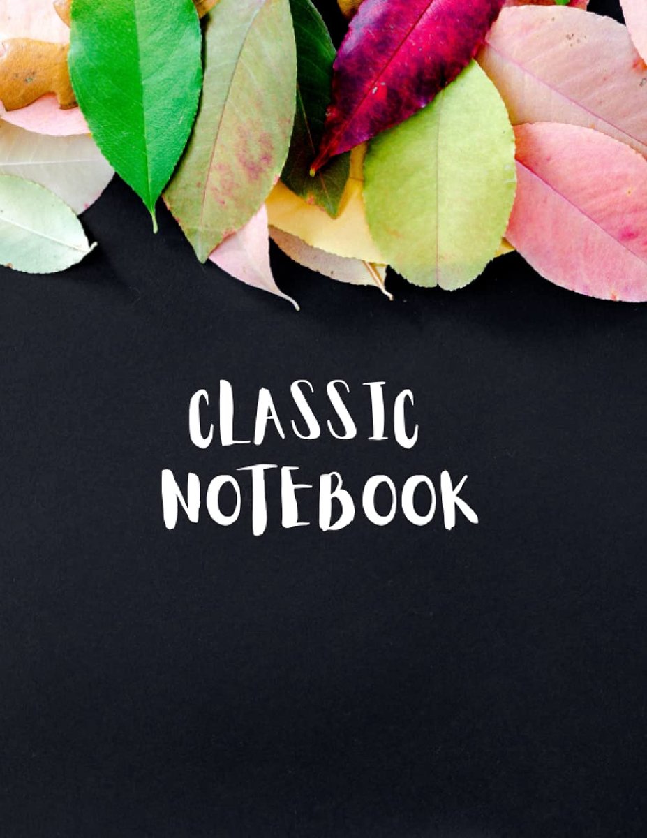 NOTEBOOK: Black cover & leaves of different colors CLASSIC NOTEBOOK Professional Notebook.
