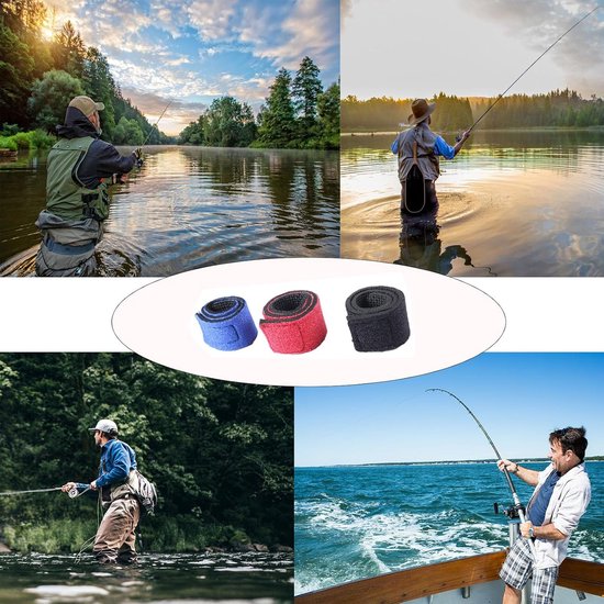 Vishengel Banden - 12 Stuks - Verstelbare Klittenband - Strapping Wrap - Hengelsport artikelen - Hengel Bevestigingsriemen - Hengelsport accessoires - 24.5 x 3 cm - Universeel - Herbruikbare - Voor hengel organiseren — afbeelding 3