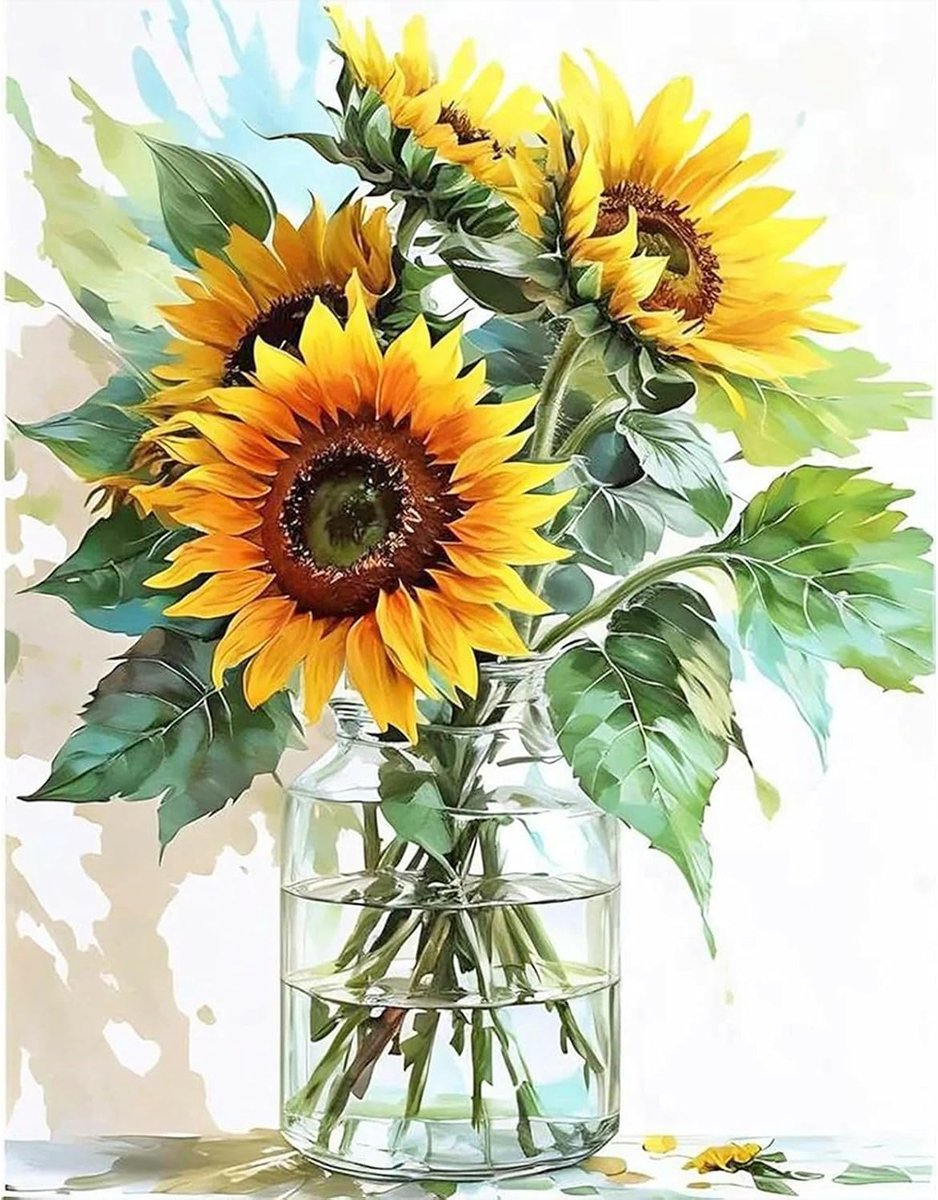 Square Diamond Painting Vierkante stenen zonnebloemen 40 x 50 cm schilderen op nummer volwassenen bloem zonnebloem borduurwerk kruissteek schilderij diamant schilderij schilderijen knutselen