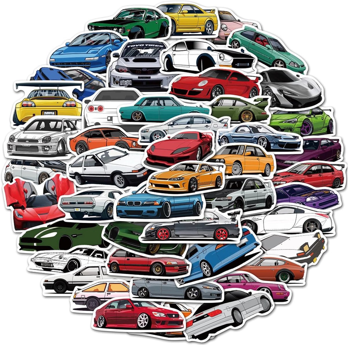100 Autostickers, Stickerset, Sticker Auto Fiets Stickers voor Motorfiets Laptop Stickers