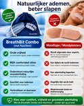 Vergelijking van BreathBit Combo neusdilatoren met mondtape. Blauwe BreathBit is comfortabel en effectief.