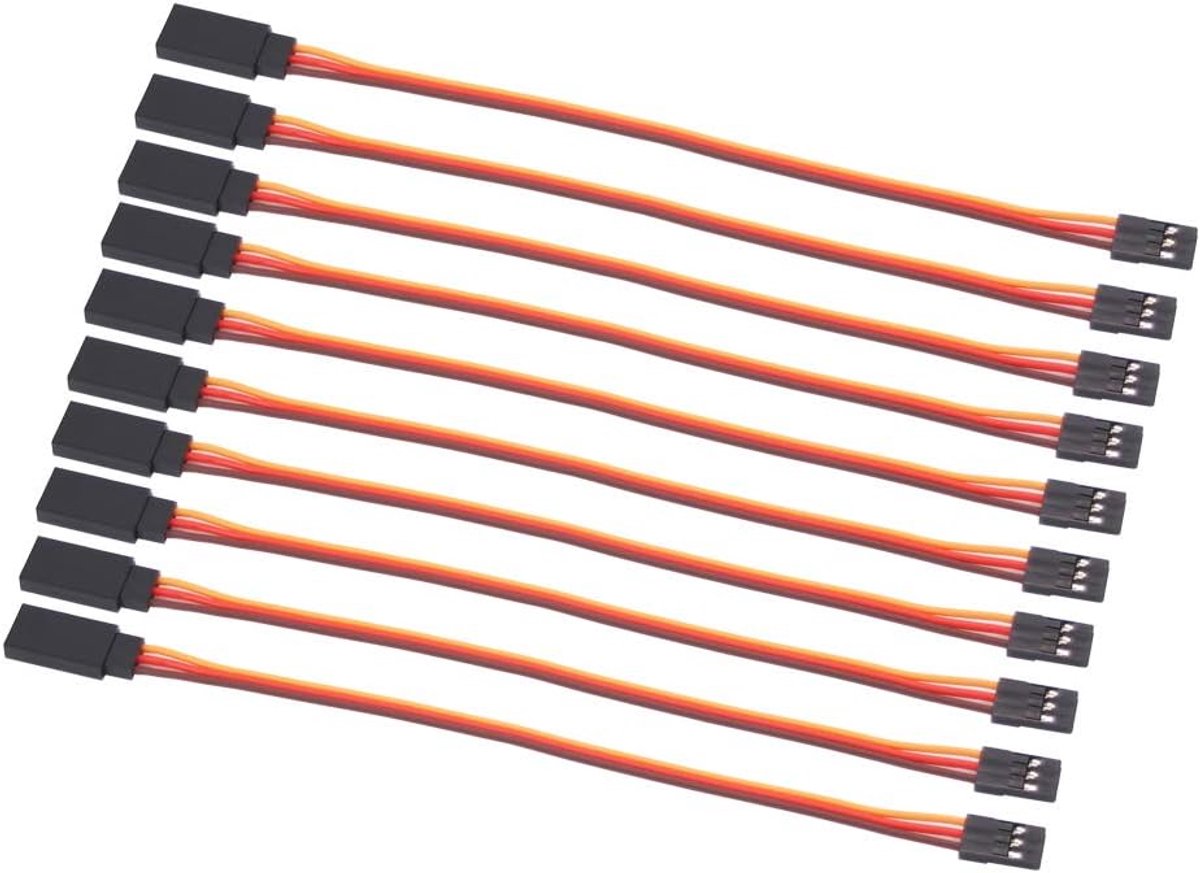 10pcs 15cm 3-pin Male to Female Cable Remote Control Servo Extension Lead 22awg 60cores Wire (C62-10)