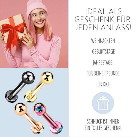 Piercing titanium bal platte basis universele hypoallergene man vrouw conch cyber Dahlia helix oor neus septril haai snake tragus lip — afbeelding 3