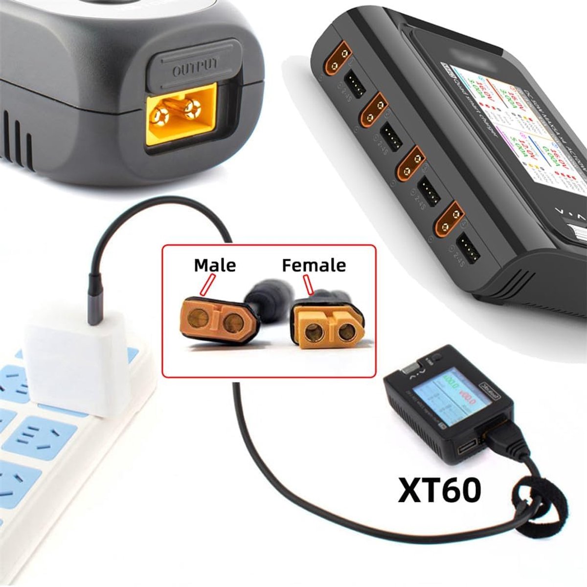 XT60 Geen draden vrouwelijk SC100-protocol naar type-C vrouwelijk snellaadadapter voor RC Lipo-batterij Quadcopter Multicopter Aeromodelling