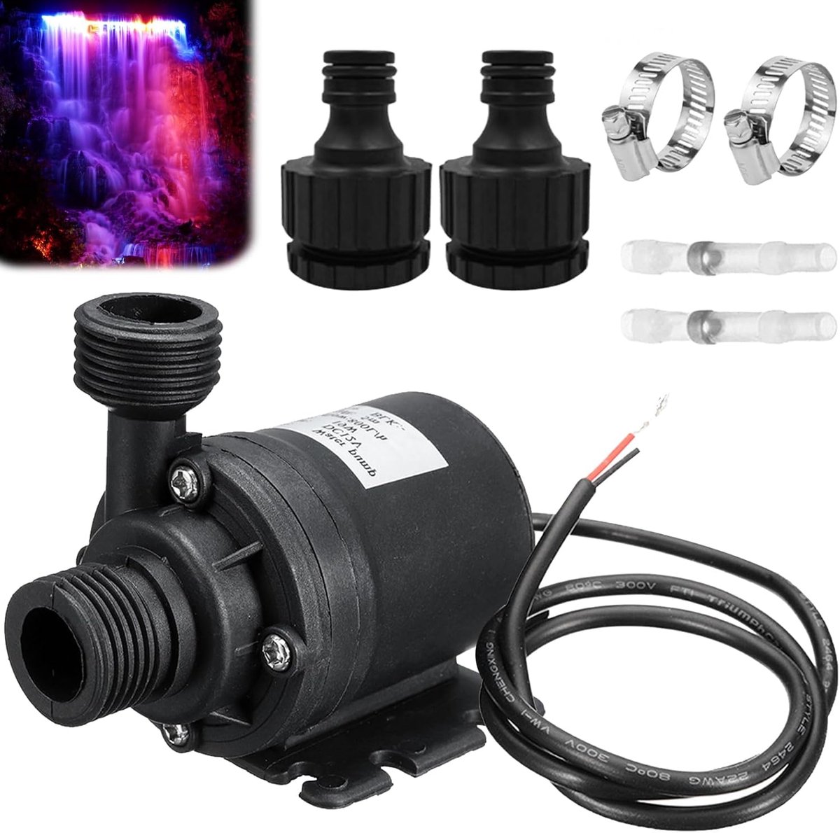 Waterpomp, DC 12 V, 800 l/u, 5 m, keramische pompkern, dompelpomp voor aquaria, vijver, fontein, hydrocultuur