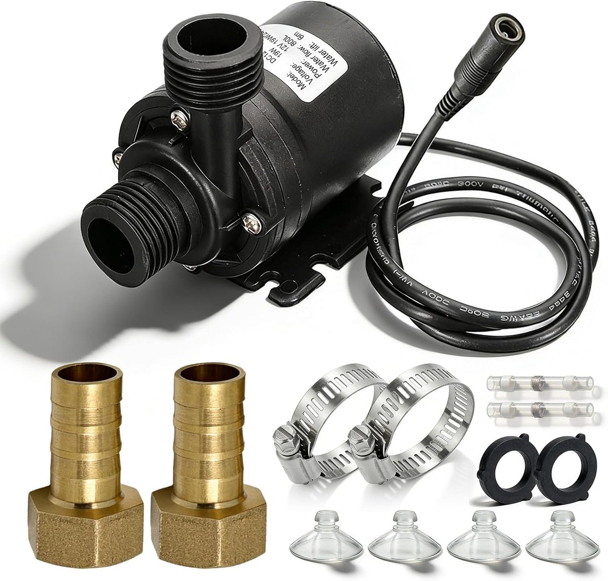 Waterpomp, borstelloos, DC 12 V, 800 l/u, fluisterstille watercirculatiepomp, stille dompelpomp met keramische schachtkern, dompelpomp voor water, circulatiepomp, keramiek, voor aquarium, bronzwembad