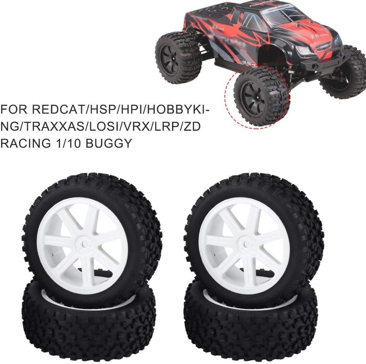 1/10 RC Wielband Rubber RC Autoband voor ZD Racing Buggy Crawler Auto 4 stks