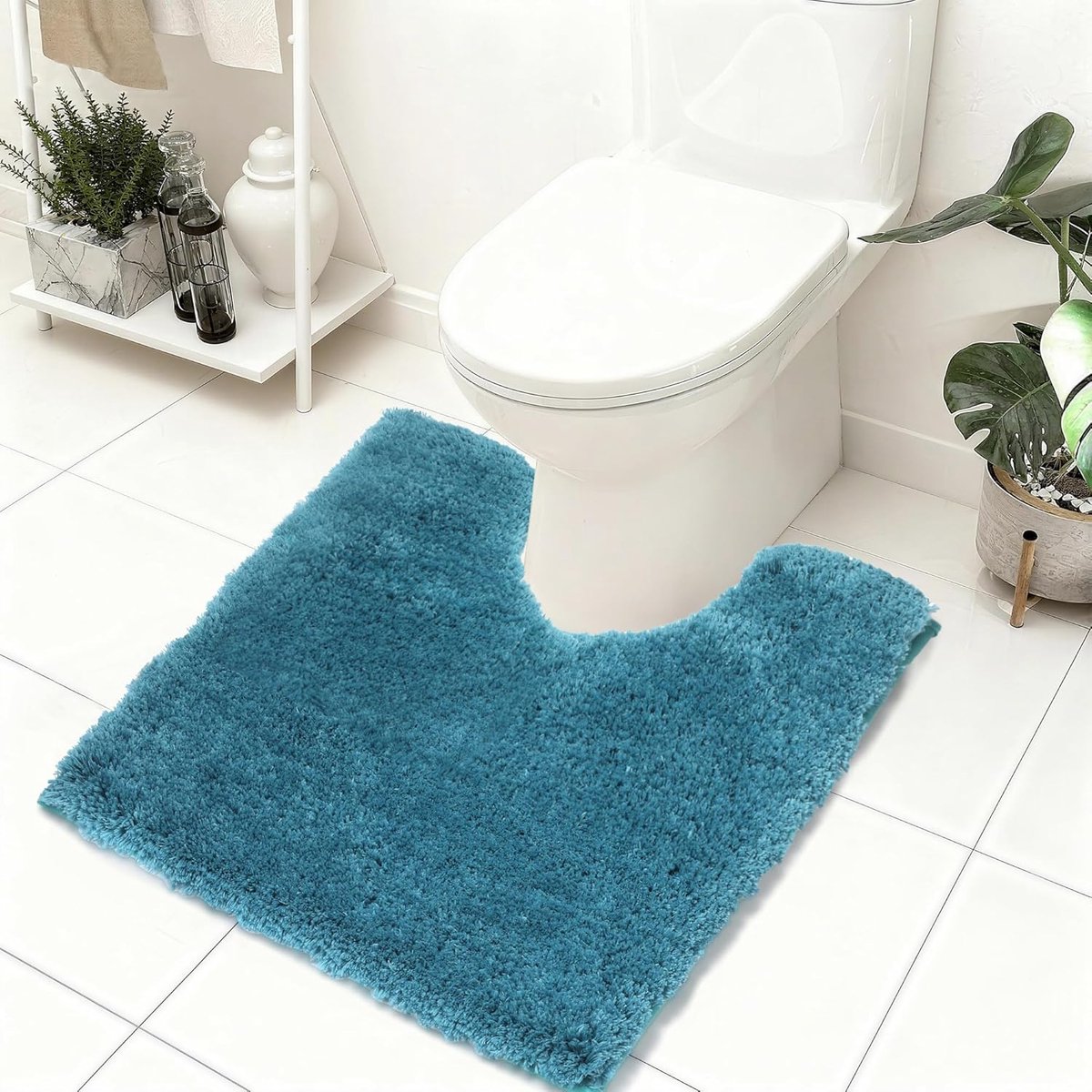 Badmat in U-vorm, antislip, 50 x 50 cm, wc-mat van zachte microvezel, absorberend, machinewasbaar, douchemat