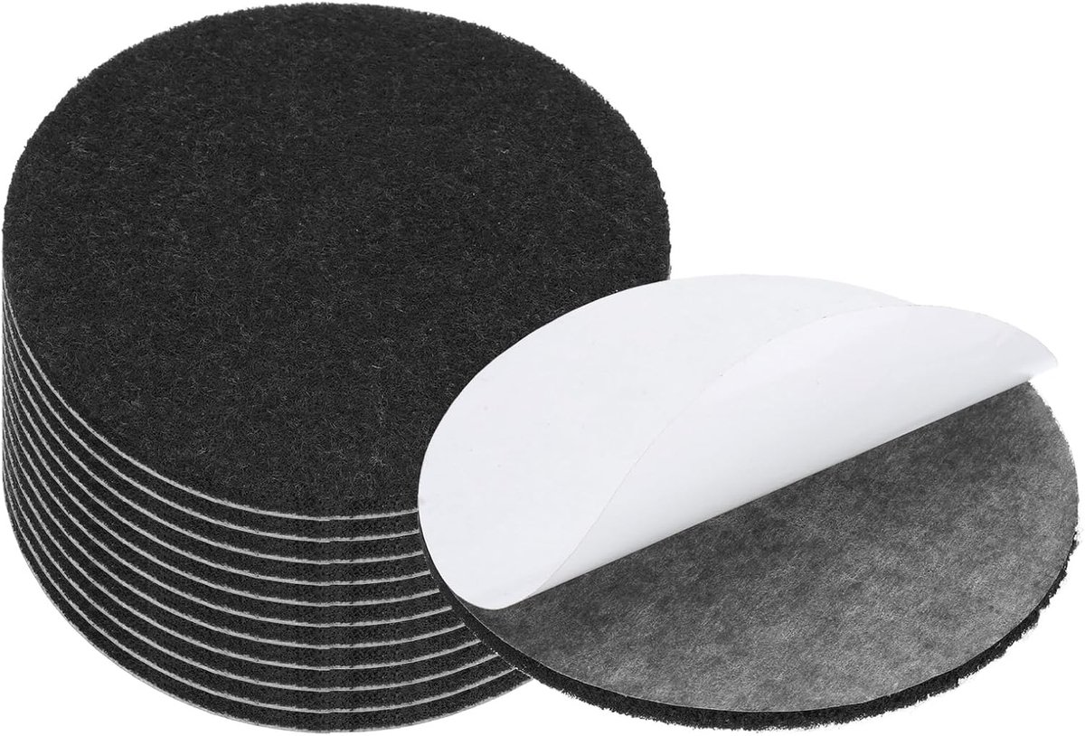 8,9 cm diameter lampvoet vilt, 12-pack 3 mm dikte rond zacht zelfklevend antislip anti-kras vilt voor lampen meubels doe-het-zelf ambacht, zwart