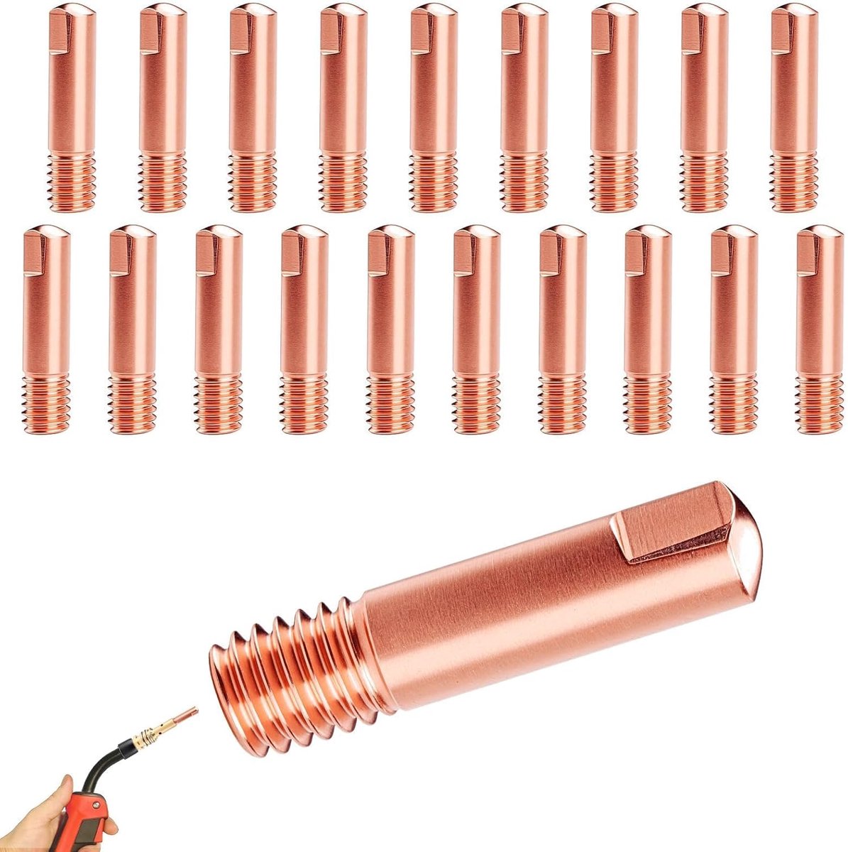 20 stuks Gasmondstuk 0,8 mm Powermondstukken Koper Contactpunt passend MB15 AK15 MIG MAG Stroommondstukken Afsluitonderdelen Set voor Lasapparaat Beschermgaslasapparaat