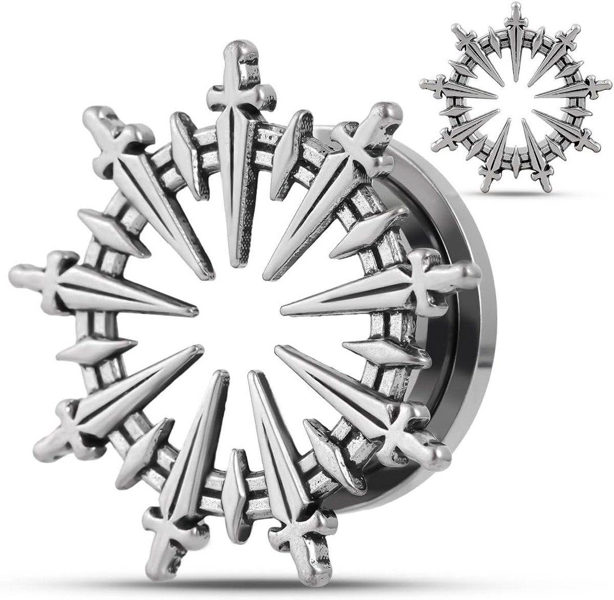 Schroefterugzwaard cirkelvormige oortunnel en stekker, vleesmeetinstrumenten voor oorbellen, 1 paar piercing-expander stretcher.