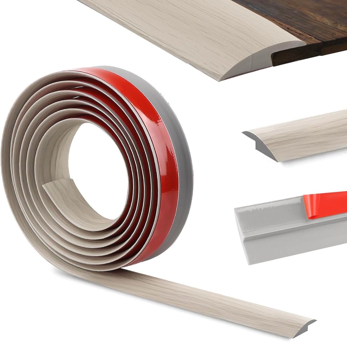 400 cm randstrip, zelfklevend, overgangslijsten van pvc, scheidingsstrips, geschikt voor de overgang van de vloerdrempel, 3,5 cm, grijze houtnerf