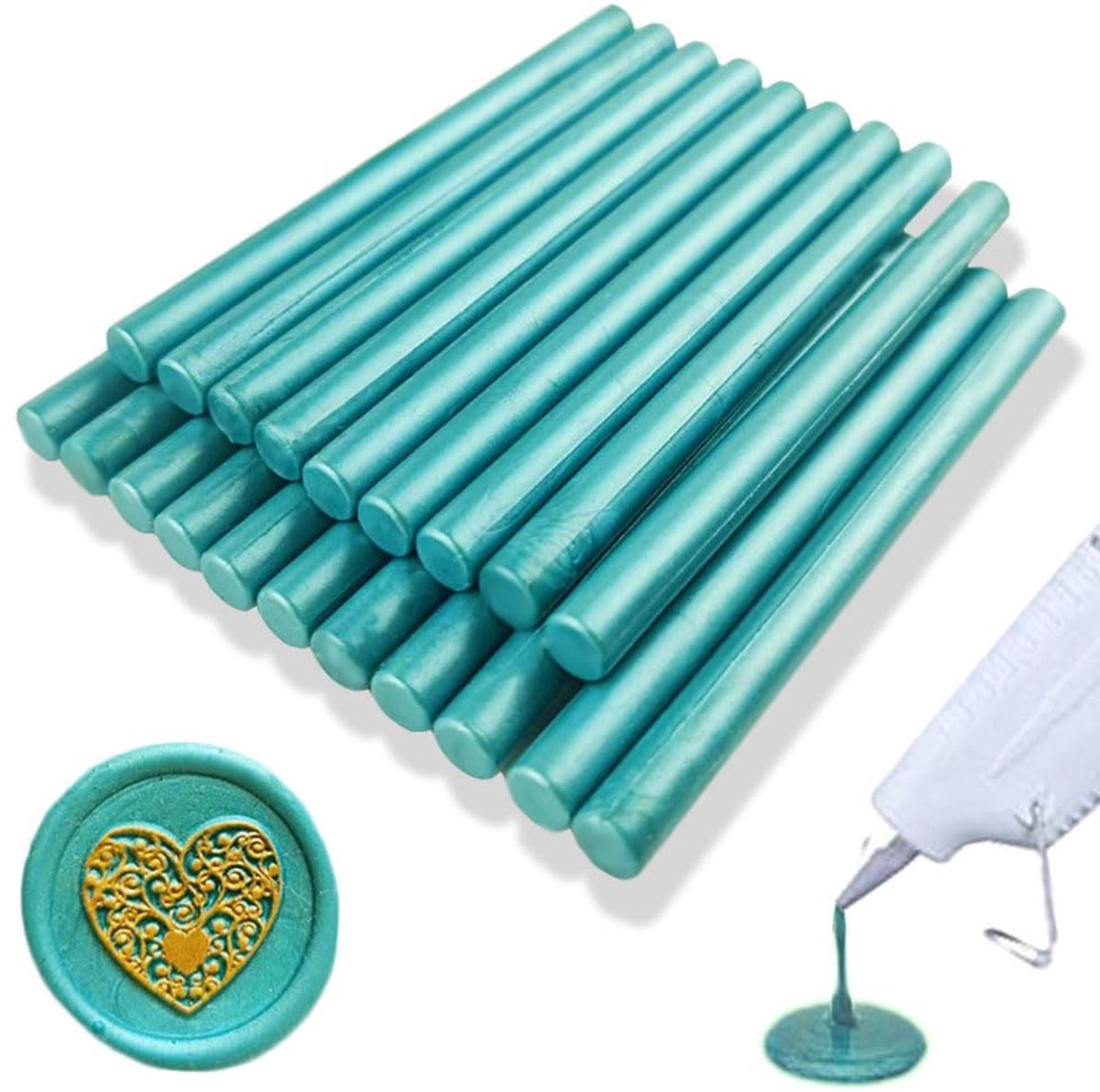 Stok van de wasverbinding, Ioggtser 20 PCS Mini de Zegelstok van de Wasverbinding van het Lijmpistool voor wasverbinding,Verzegelende Wasstokken voor Uitnodigingen (Duck Green)