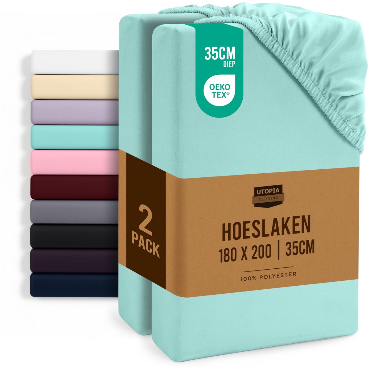 Elzusha - Set van 2 Fitted Sheets 180 x 200 cm van Zachte Microvezel