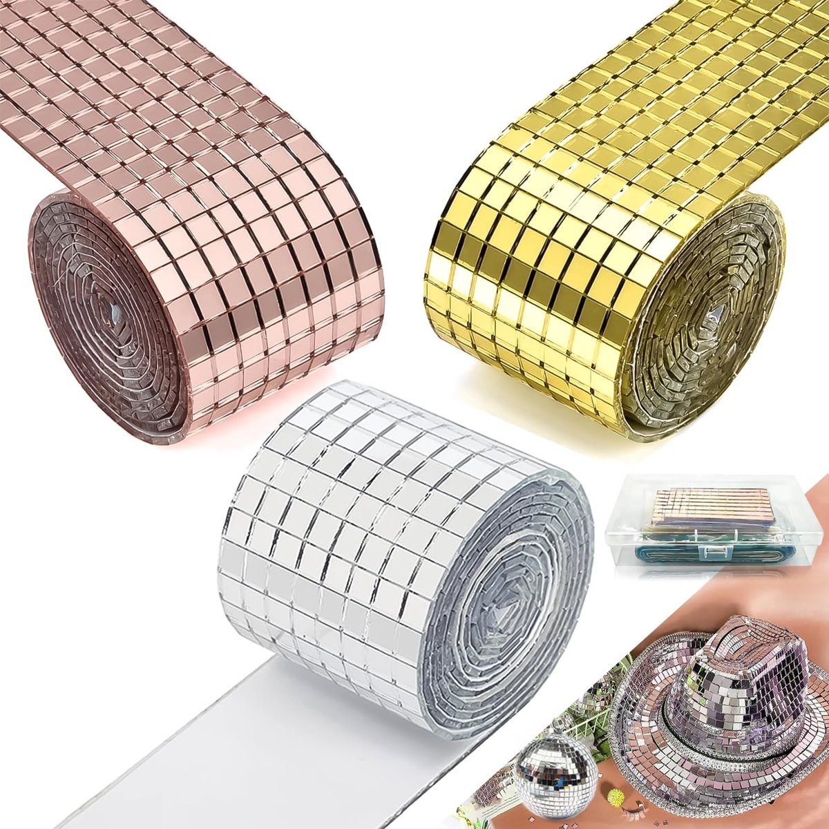 SolidKeus - Set van 3 Zelfklevende Mozaïek Spiegels voor Creatieve Projecten