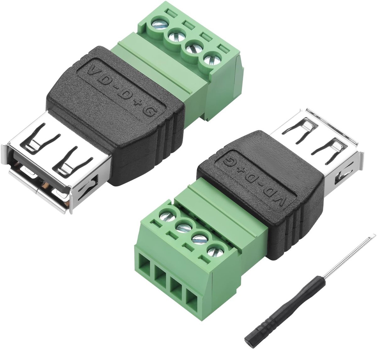 SolidKeus - USB 2.0 naar 4 Pin Schroefterminal Connector (2 Stuks)